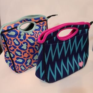 Artic Zone Lunch Totes set of 2 zigzag & leopard